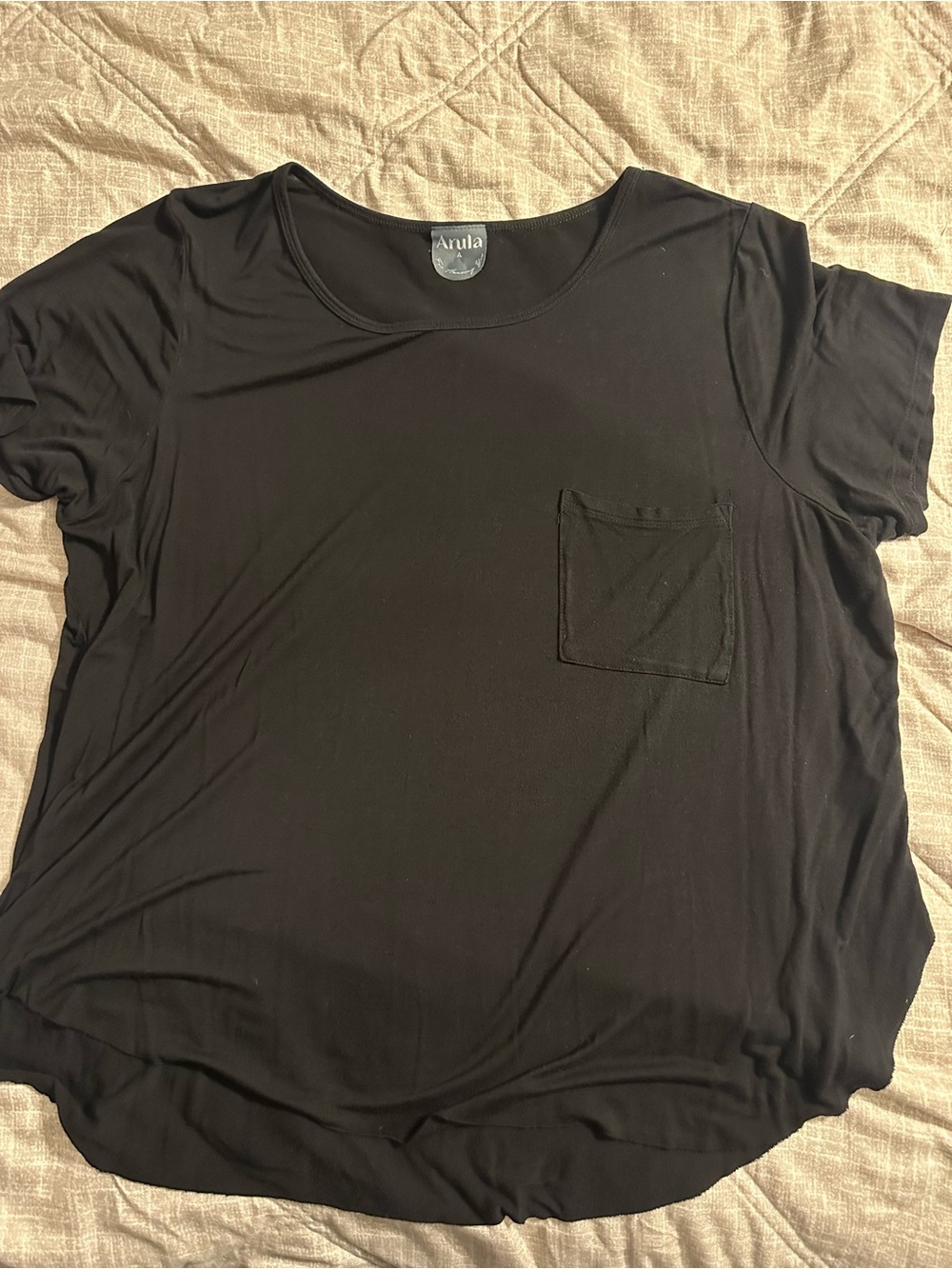 ARULA Black Short Sleeve Pocket Tee